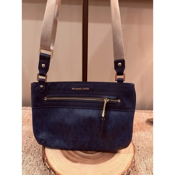 Michael Kors Jet Set Sport Logo Bag Crossbody File Zipper Baltic Blue - Picture 3 of 11